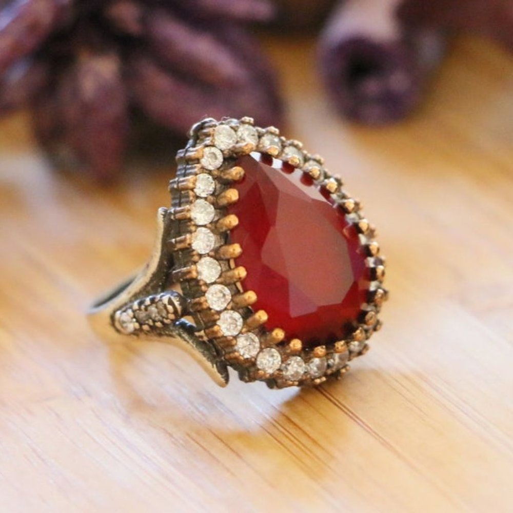 925 Sterling Silver Jade Stone & Cubic Zirconia Stones